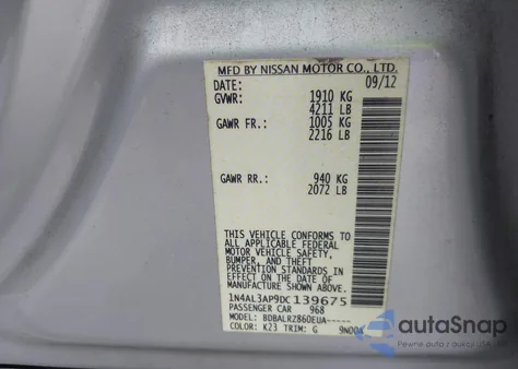 2013 Nissan Altima 2.5 S from USA, damaged, VIN 1N4AL3AP9DC139675